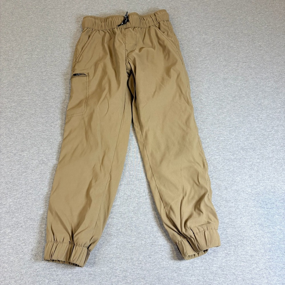 Eddie Bauer Jogger Pants Kids M (8) Tan Fleece Lined Outdoor Camping Hiking